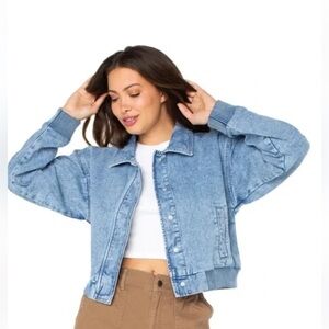 Celebrity Pink Medium Wash Denim Jacket